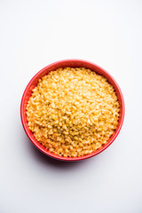 Salty and Fried Moong Dal Namkeen served in a bowl, selective focus