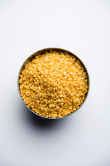 Salty and Fried Moong Dal Namkeen served in a bowl, selective focus