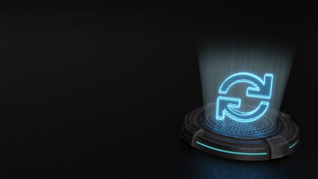 3d hologram symbol of sync icon render