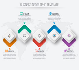 Abstract 3D Paper Infographics. Business template .Vector illustration