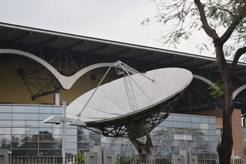 satellite dish on roof of house