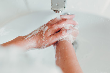 Hygiene. Cleaning Hands. Washing hands with soap