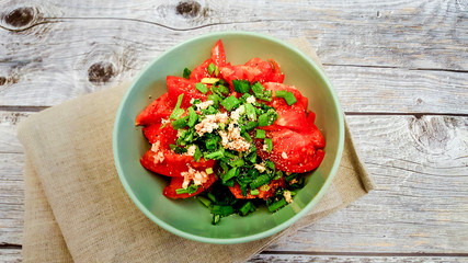 Bowl with salad.