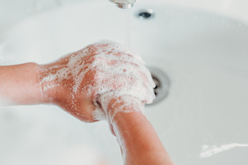Hygiene. Cleaning Hands. Washing hands with soap