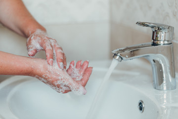 Hygiene. Cleaning Hands. Washing hands with soap