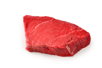 Beef steak isolated on white background.