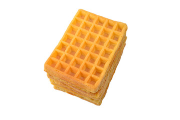 Belgian waffle isolated on white background.