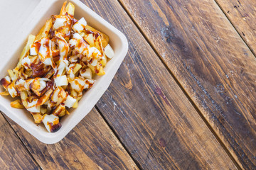 Poutine typical street food  in Canada