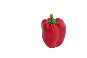 Sweet red pepper on a white background. Space for text or advertisement.