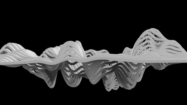 4K Abstract Displaced Wavy Bands. 3D CGI animation. Seamless Loop.