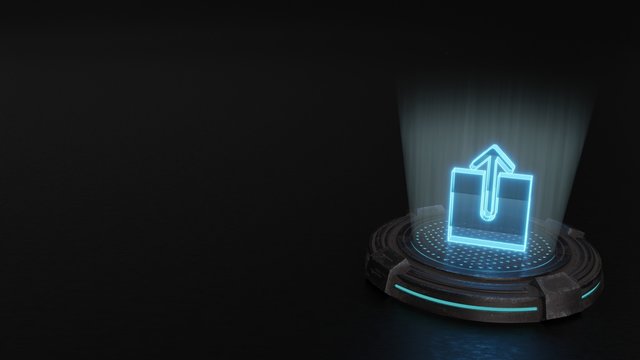 3d hologram symbol of upload icon render