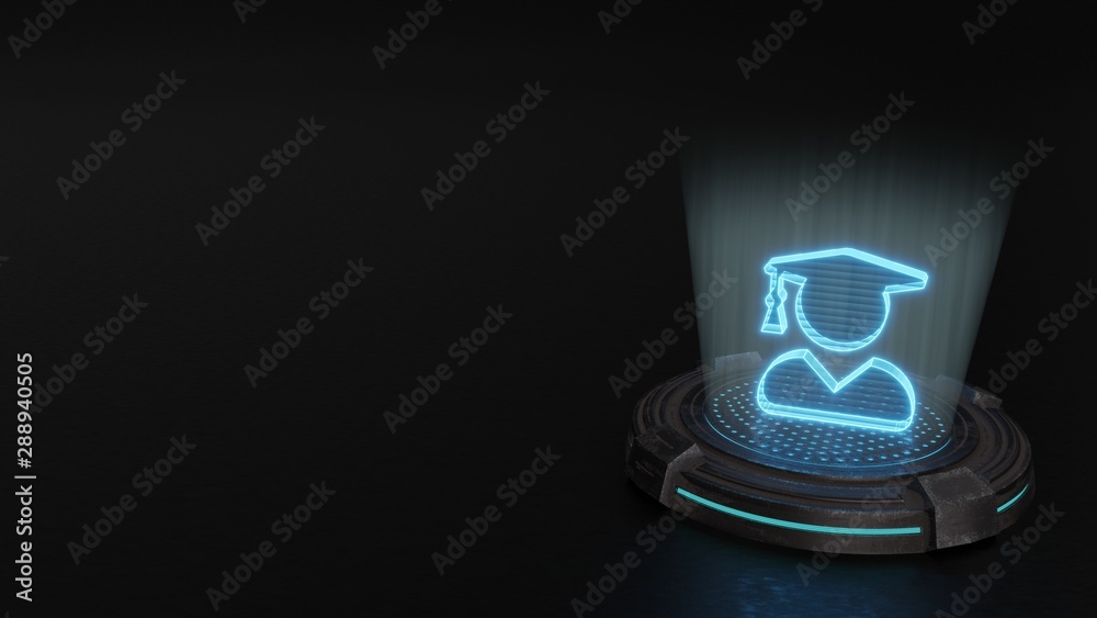 Sticker 3d hologram symbol of user graduate icon render