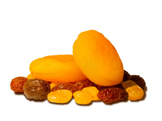 Dried apricots and yellow raisins for good health. Organic dried fruits for receive human body nutrients and vitamins.