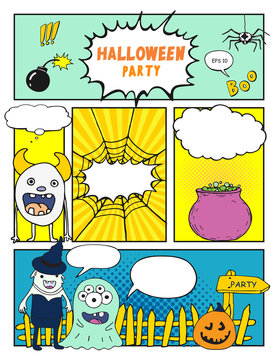 Halloween party. Comic style
