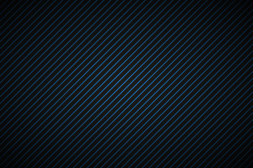 Dark abstract background with blue and black slanting lines, striped pattern, parallel lines and strips, diagonal carbon fiber, simple illustration