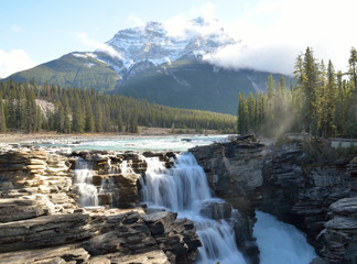 waterfall in a rocky mountain landscape