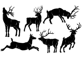 Vector Deer Silhouettes Set