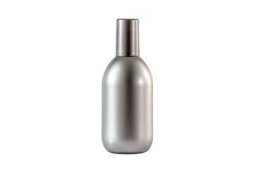 Silver perfume bottle isolated on white background. Product packaging, ready for your design.