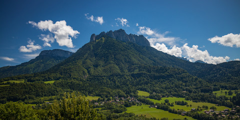 The Dents de Lanfon, a mountain in south-eastern France rising to 1824 m. Situated above Talloires on the east bank of Lake Annecy in Haute-Savoie departement of France