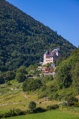 Fototapeta na wymiar The Chateau de Menthon, a medieval castle located in the commune of Menthon Saint-Bernard south of Annecy in the Haute-Savoie departement of France