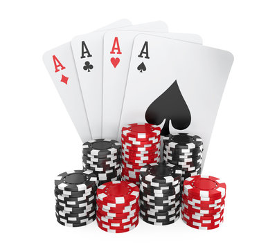 Casino Chips and Playing Cards Isolated