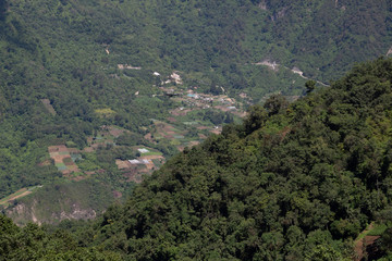 Landscape of rural mountains full of trees and nature in Guatemala