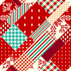 Fototapeta premium Seamless background pattern. Christmas Patchwork pattern. Vector image