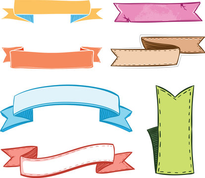 Colored Hand Drawn Labels Vector Set