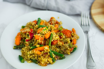 Traditional African cuisine - couscous with vegetables.