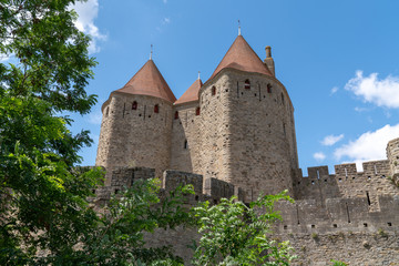 Fototapeta na wymiar Beautiful view of Medieval City Carcassonne citadel in France