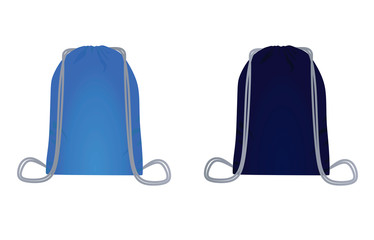 Fototapeta Blue backpack bag set. vector illustration obraz
