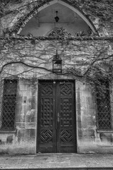 Gothic entrance, black and white