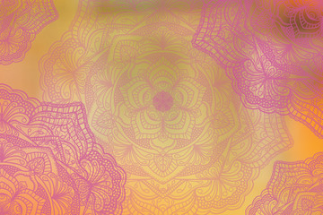 Soft colorful pattern with mandala element. Vintage decorative elements.  Islam, Arabic, Indian, Ottoman motifs.