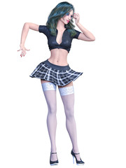 Woman in school uniform.