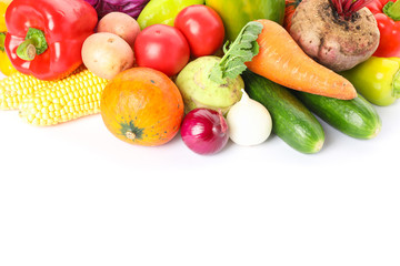 Composition with ripe vegetables isolated on white background