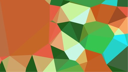 abstract geometric background with sea green, forest green and coffee color triangles. can be used for wallpaper, poster, cards or graphic elements