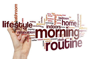 Morning routine word cloud