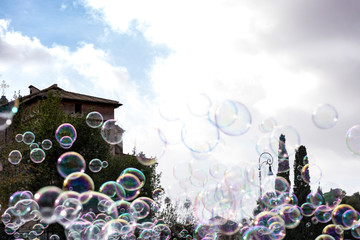 beautiful soap bubbles in the center of Romebeautiful soap bubbles in the center of Rome