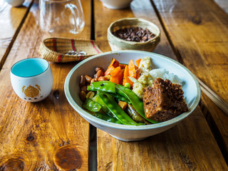 Food at a Buddhist womens cloister in the City of Dali (China).