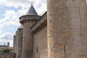 Fototapeta na wymiar Wall and tower of Carcassonne in Aude France