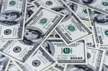 Background with united states hundred dollar notes. Money texture