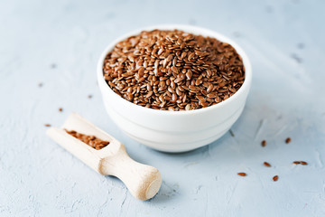 flax seed in white bowl