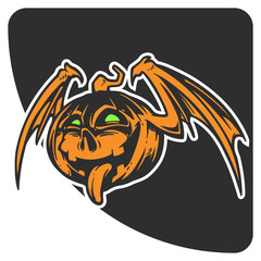 jack o lantern wearing his wing flying to catch you vector illustration