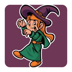funny witch children character  authumn halloween season