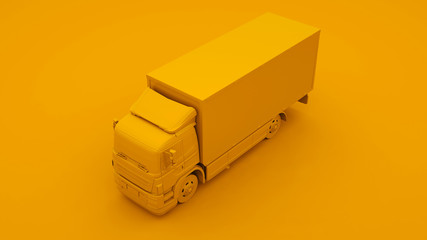 Yellow Truck. Minimal idea concept. 3d illustration