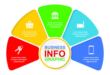 Infographic vector circle template for presentation, business concept with 5 options