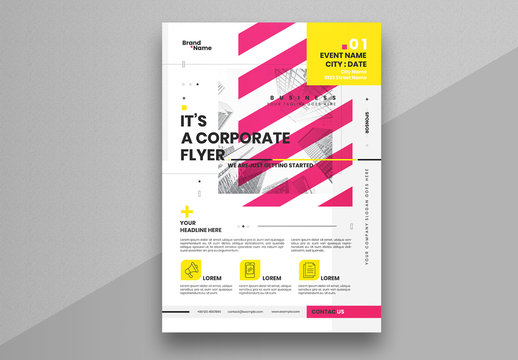 Minimal Business Flyer Layout with Pink Stripes