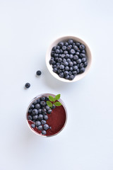 Blueberry smoothie in glass