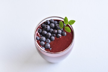 Blueberry smoothie in glass