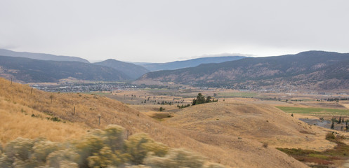 panoramic valley near kamloops in Canada, road trip in fall